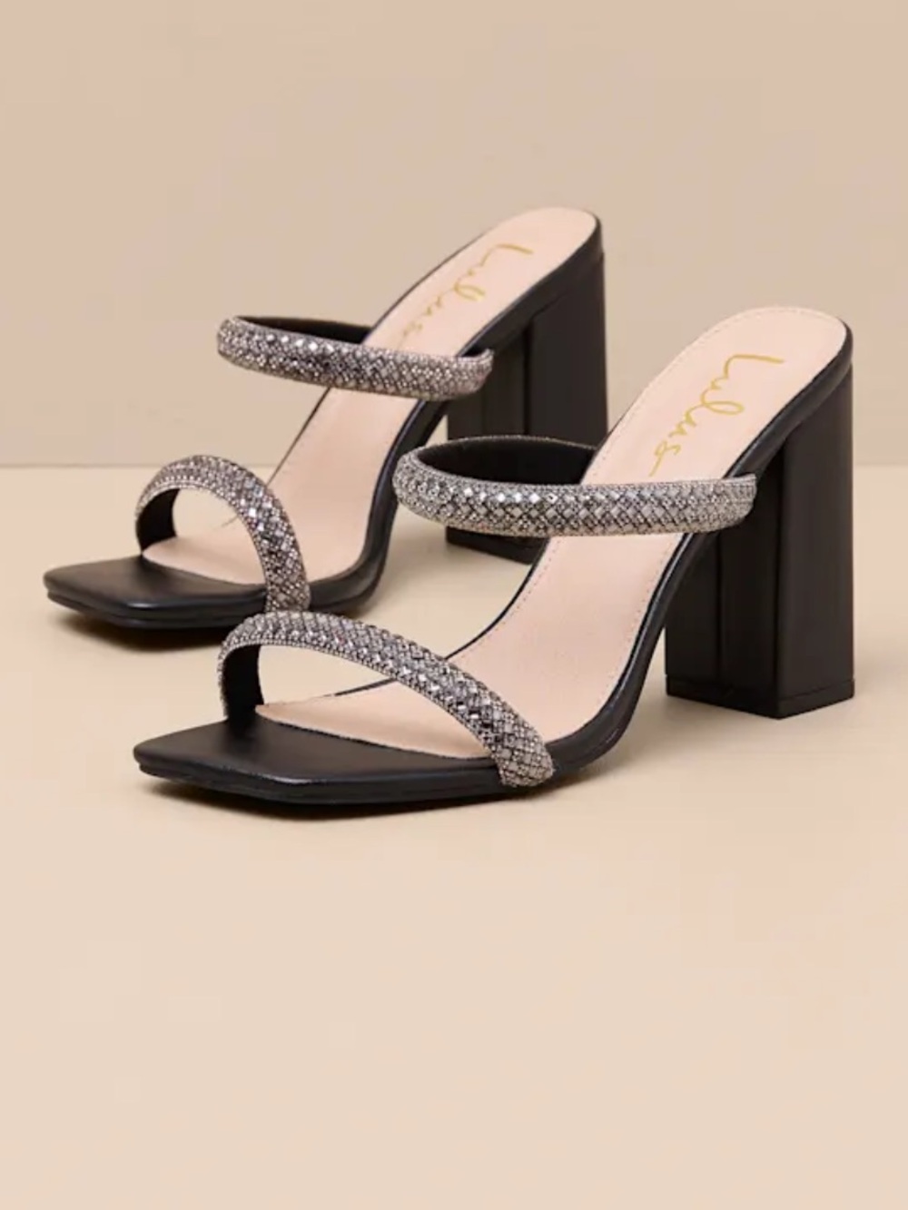 Lulus Black Rhinestone High Heel